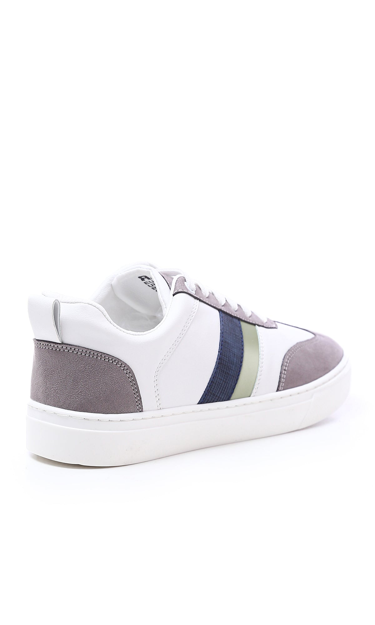 O176721 Round Toecap Lace Up Casual Shoes - White, Green & Grey