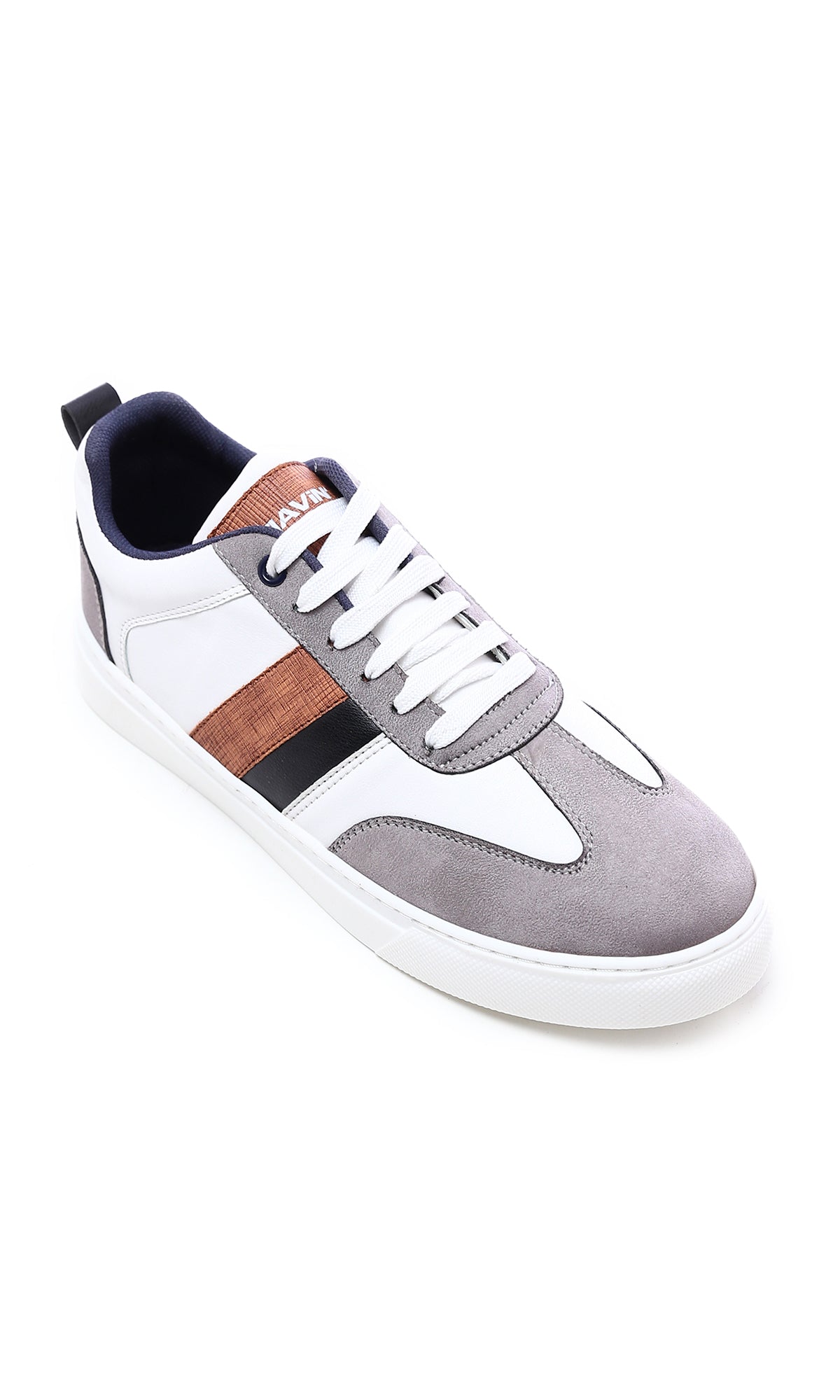 O176723 Round Toecap Lace Up Casual Shoes - Grey & White