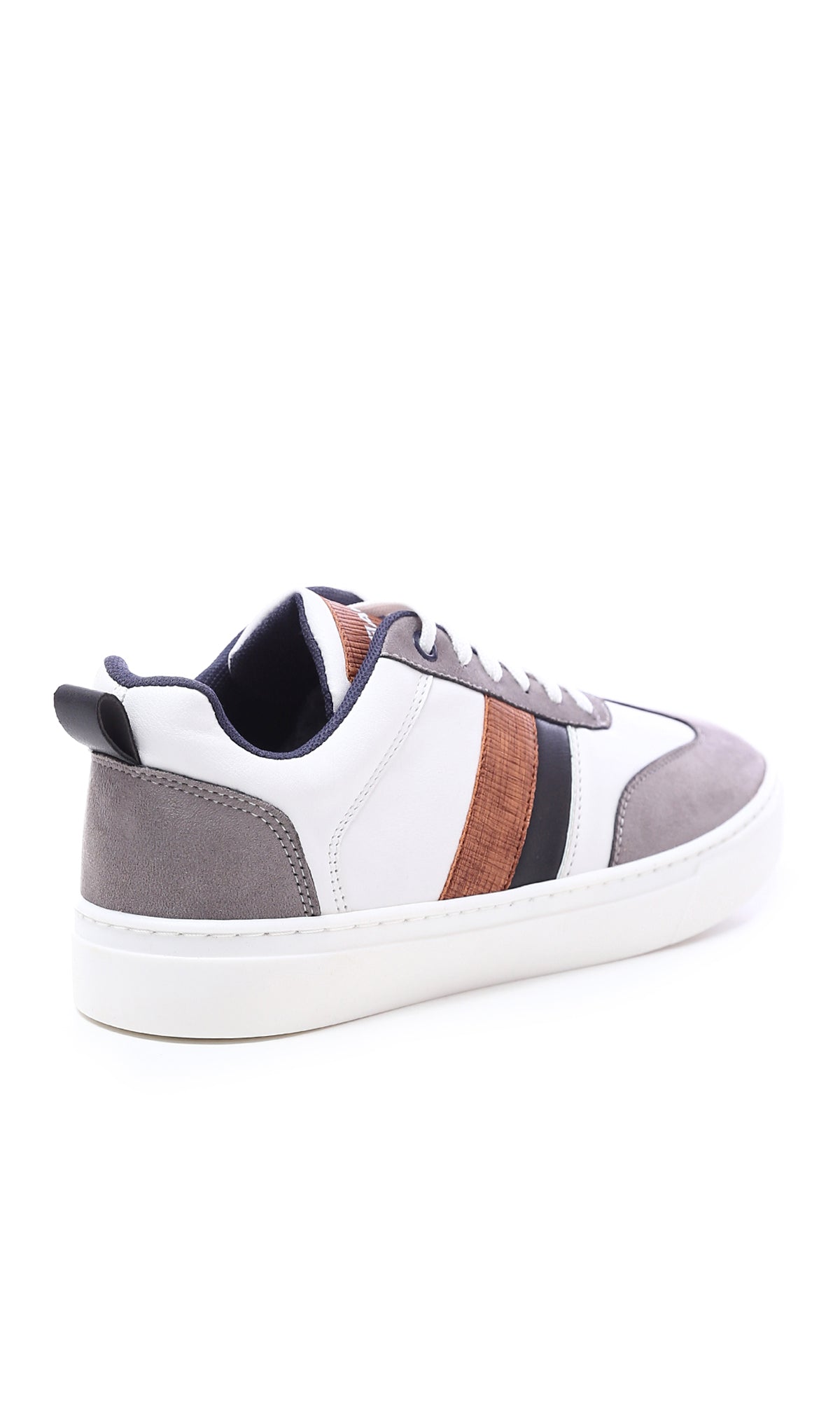 O176723 Round Toecap Lace Up Casual Shoes - Grey & White