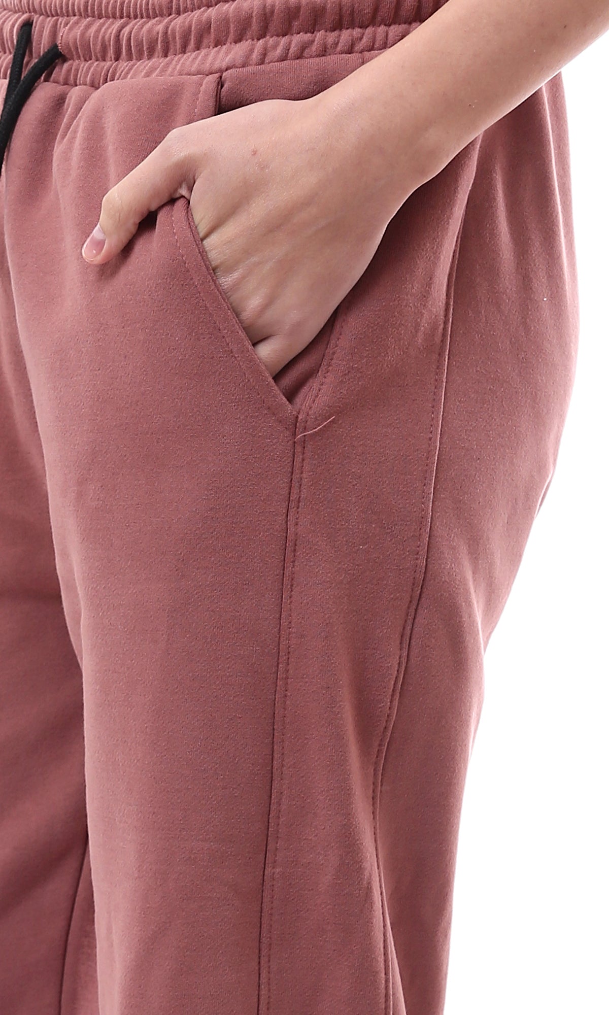 O176753 Dark Nude Pink Coziness Slip On Cotton Jogger Pants