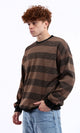 O177882 Light Brown & Black Striped Slip On Sweatshirt