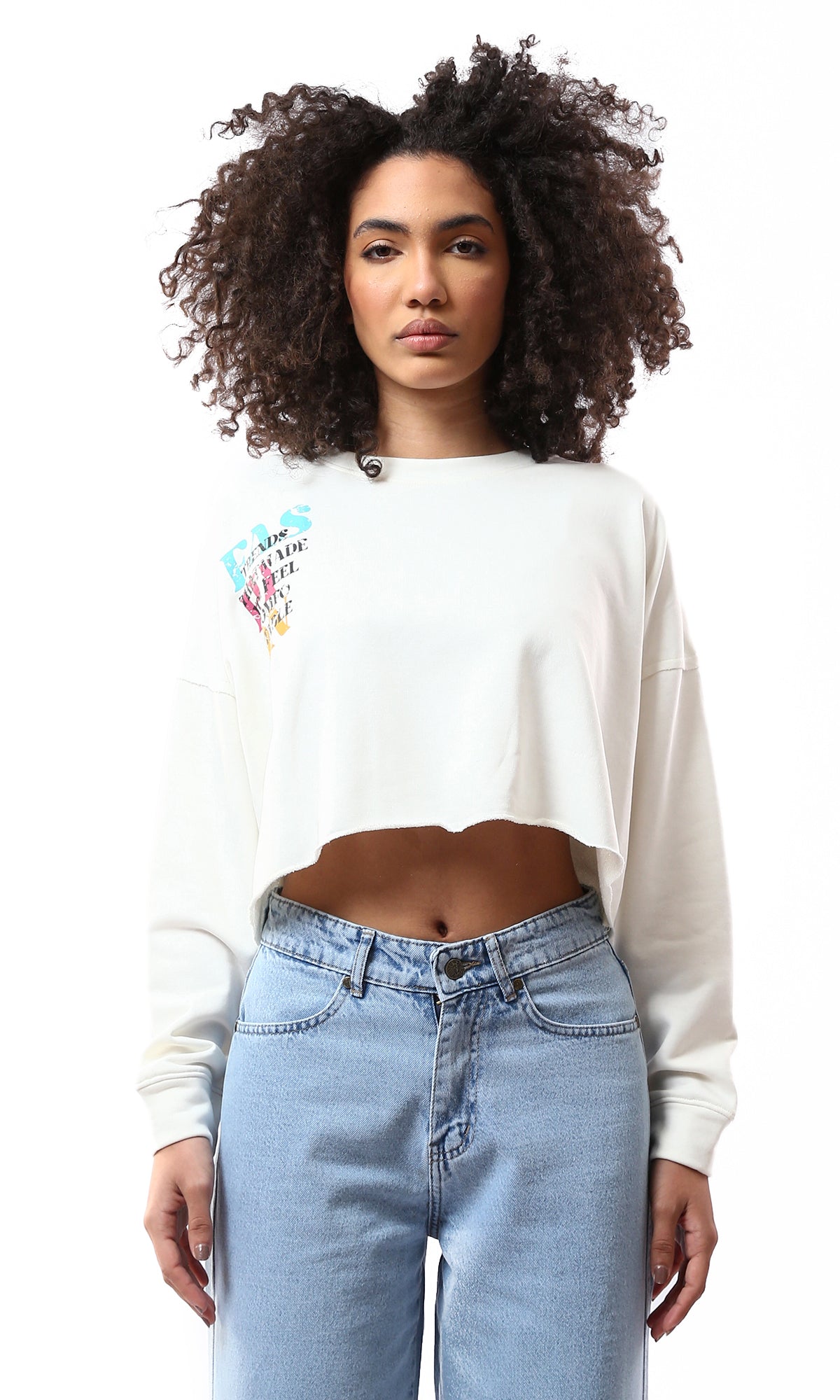 O177885 Lightweight Off-White Sweatshirt With Front & Back Print