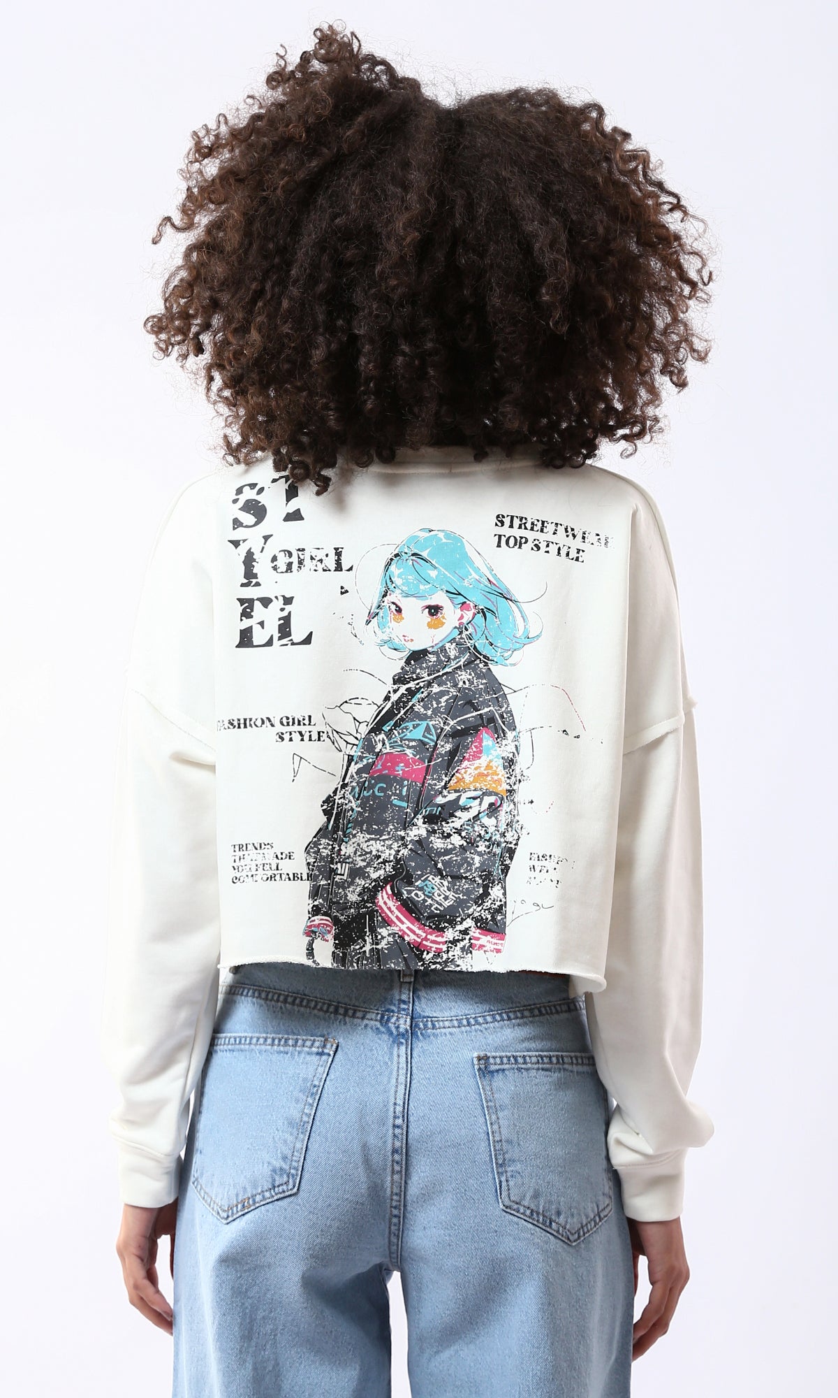 O177885 Lightweight Off-White Sweatshirt With Front & Back Print