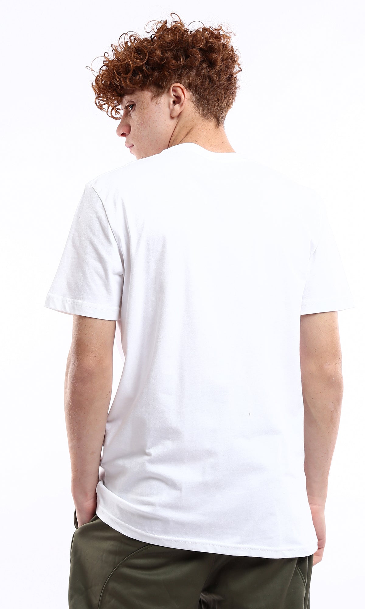 O178027 Slip On White Solid Cotton Basic Tee