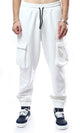O178078 Slip On Off-White Jogger Pants With Elastic Waist