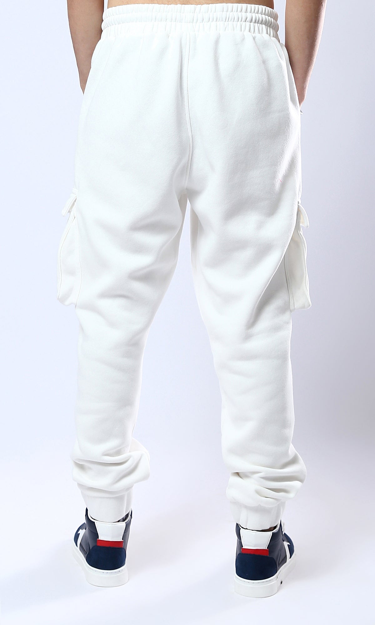 O178078 Slip On Off-White Jogger Pants With Elastic Waist