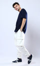 O178078 Slip On Off-White Jogger Pants With Elastic Waist