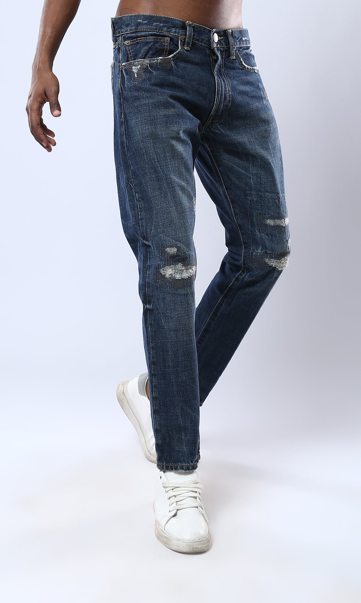 O178110 Navy Blue Stitched With Ripps Casual Jeans