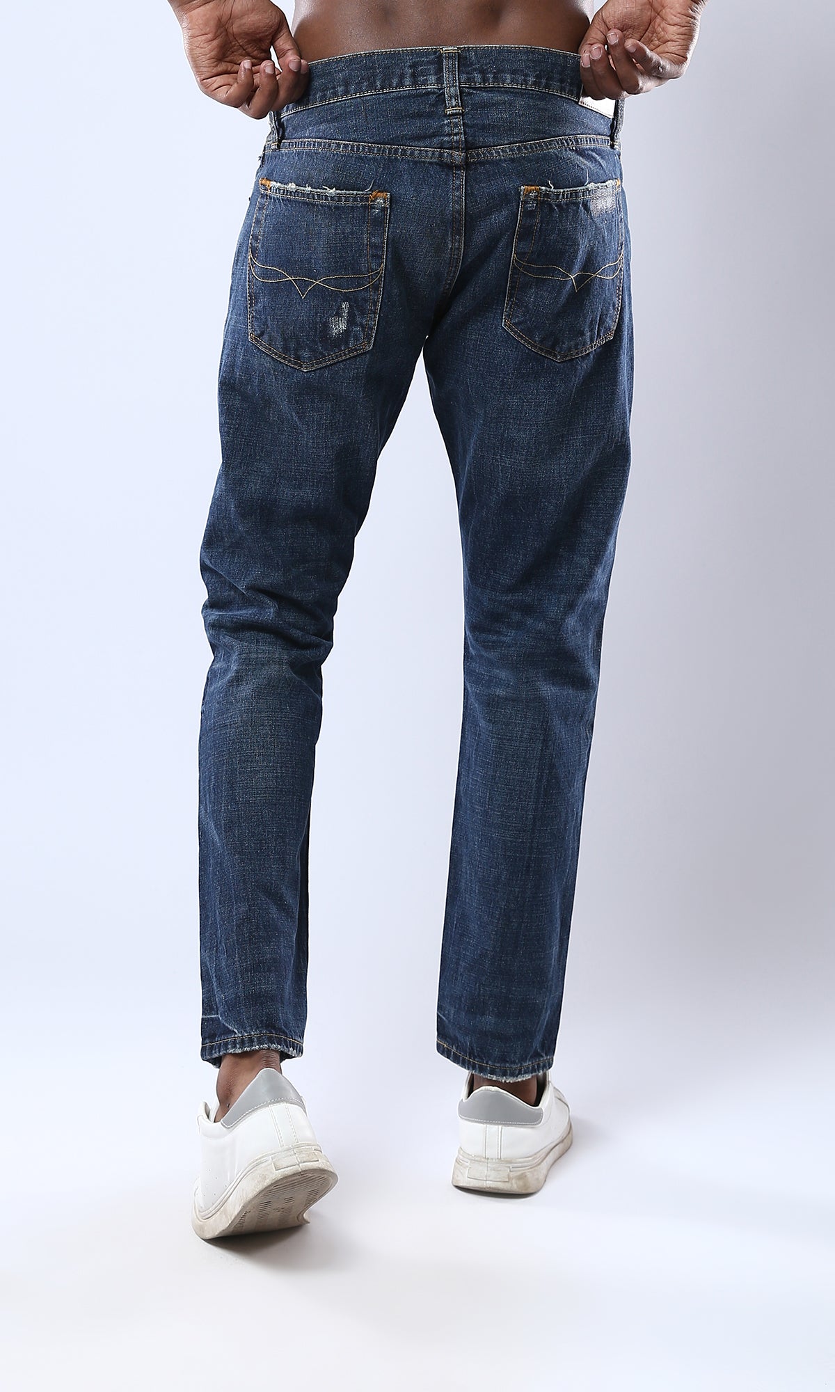 O178110 Navy Blue Stitched With Ripps Casual Jeans