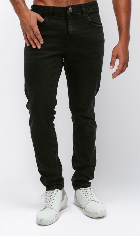 O178209 Solid Standard Black Casual Jeans