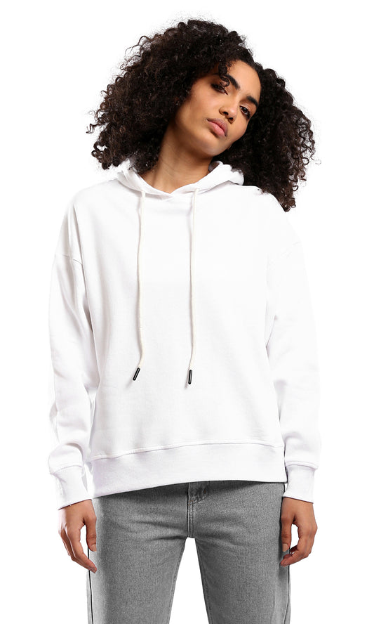 O178211 Slip On Solid White Casual Hoodie