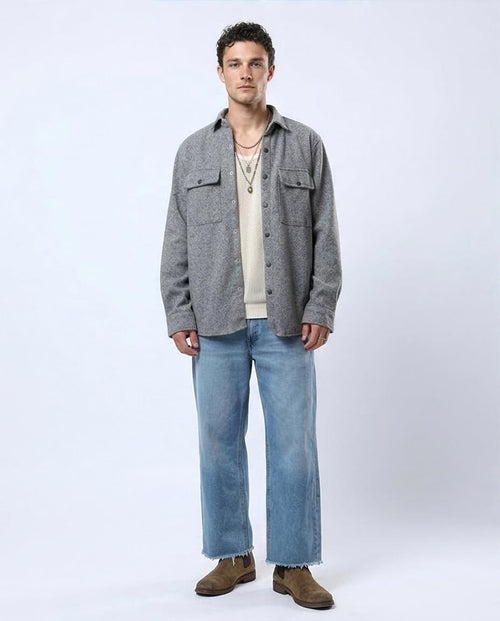Ravin Men's Melange Textured Overshirt – Grey Salt & Pepper Shacket - O178319