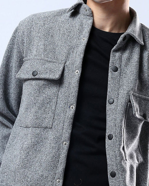 Ravin Men's Melange Textured Overshirt – Grey Salt & Pepper Shacket - O178319