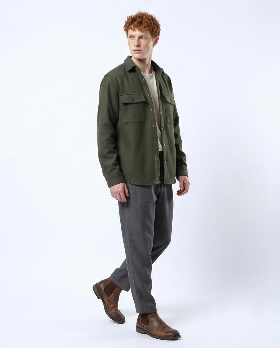 Ravin Men’s Relaxed-Fit Snap-Button Over-Shirt – Olive Green - O178320