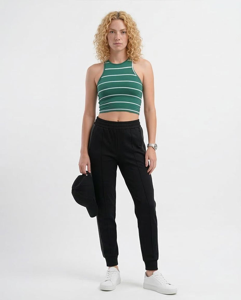Ravin Forest Green Striped Racerback Crop Top - o178380