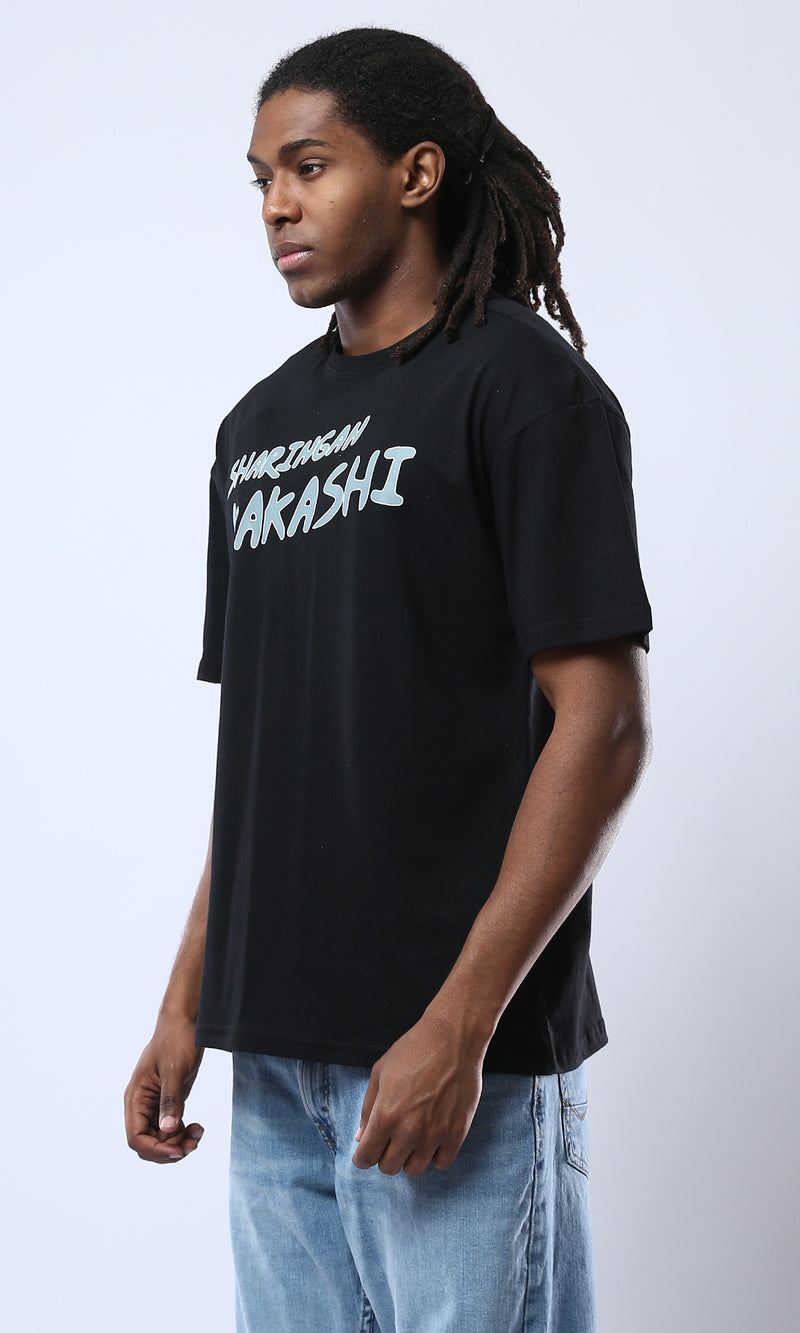 O178387 "Sharingan Kakash" Printed Animation Black Tee