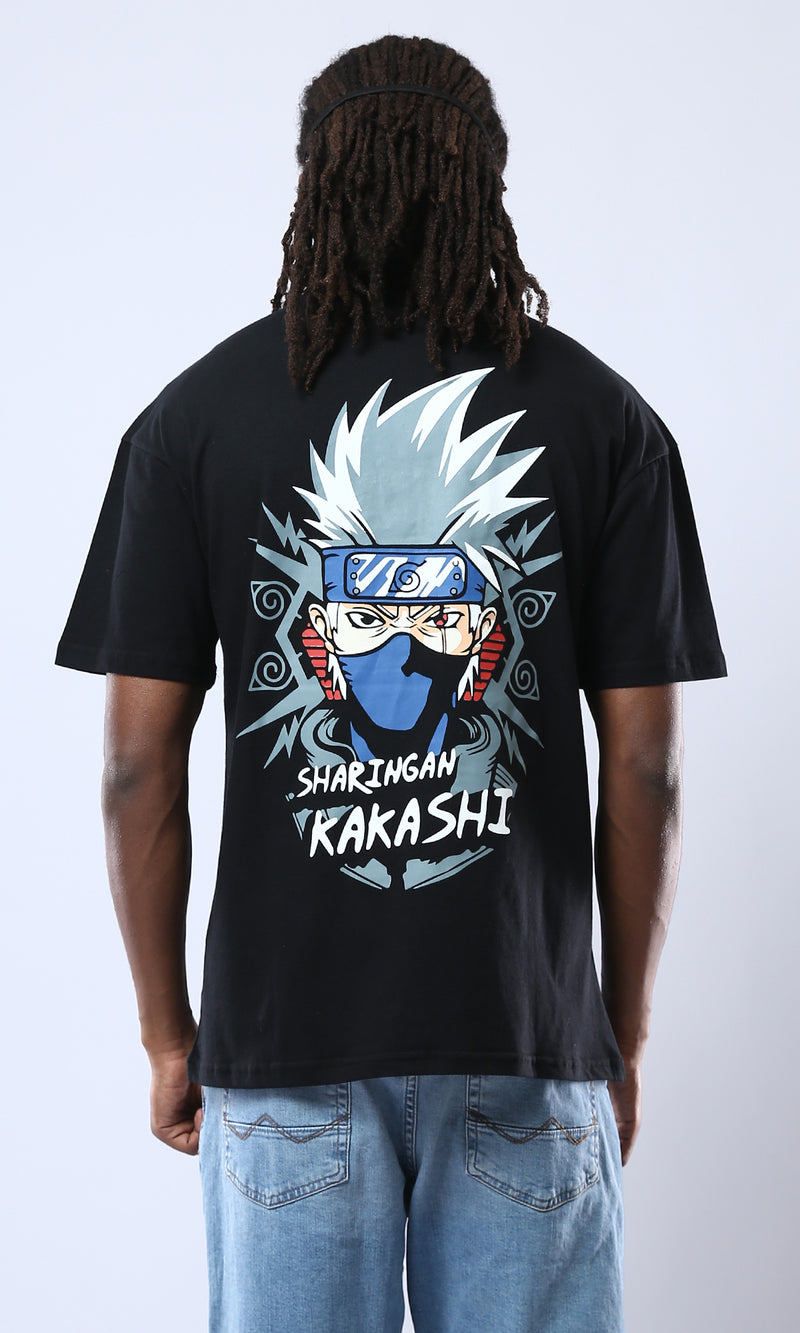 O178387 "Sharingan Kakash" Printed Animation Black Tee
