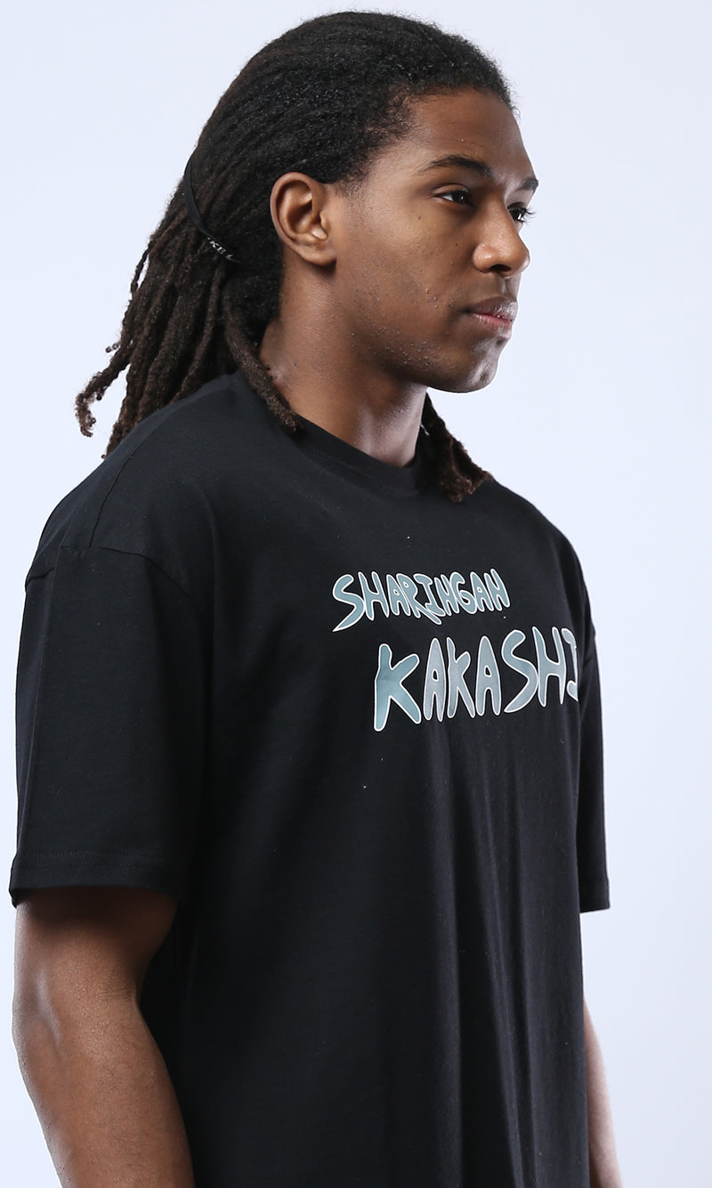 O178387 "Sharingan Kakash" Printed Animation Black Tee