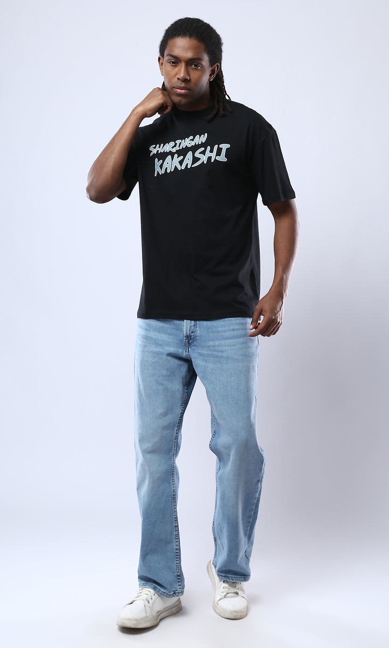 O178387 "Sharingan Kakash" Printed Animation Black Tee