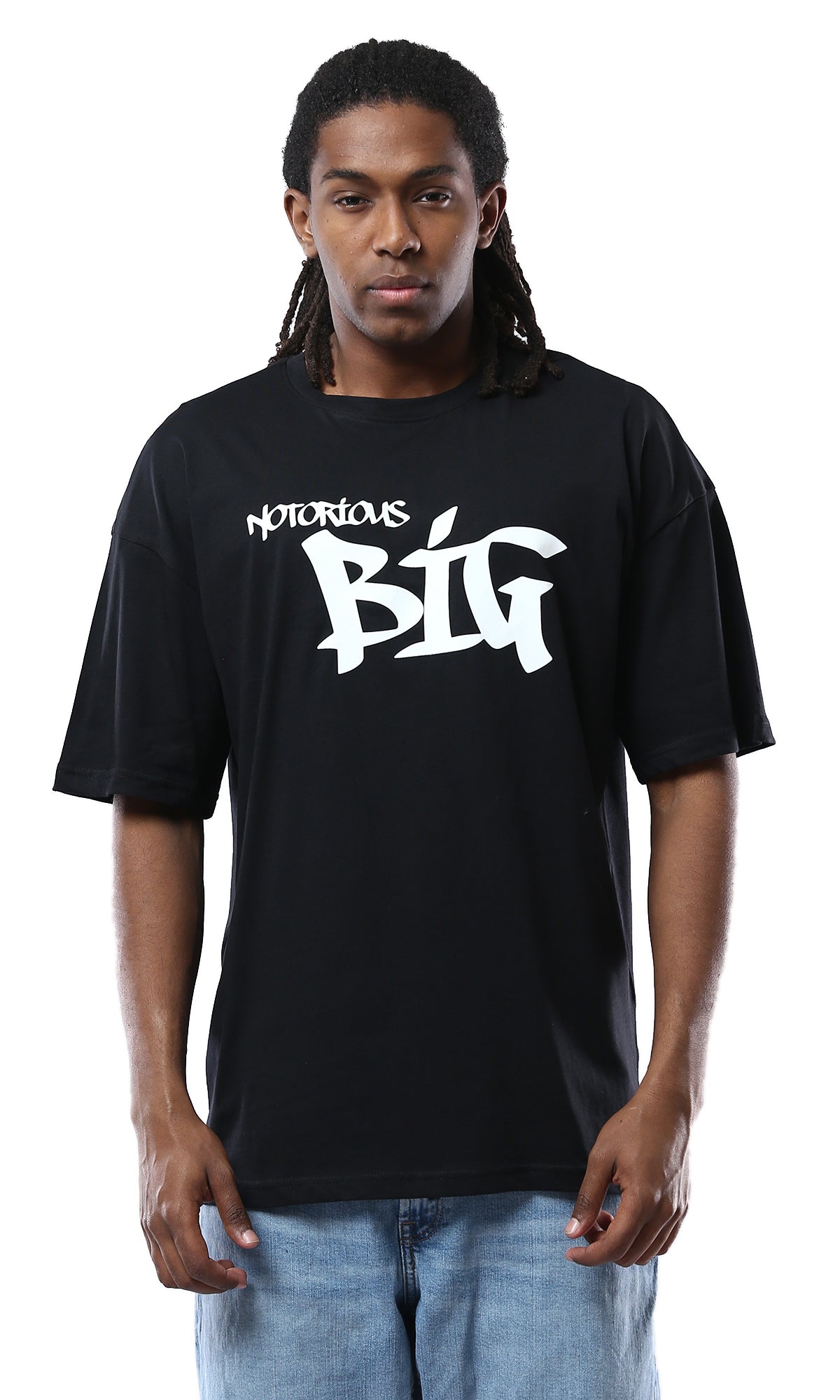O178391 "Notorious Big" Elbow-Sleeves Slip On Black Tee