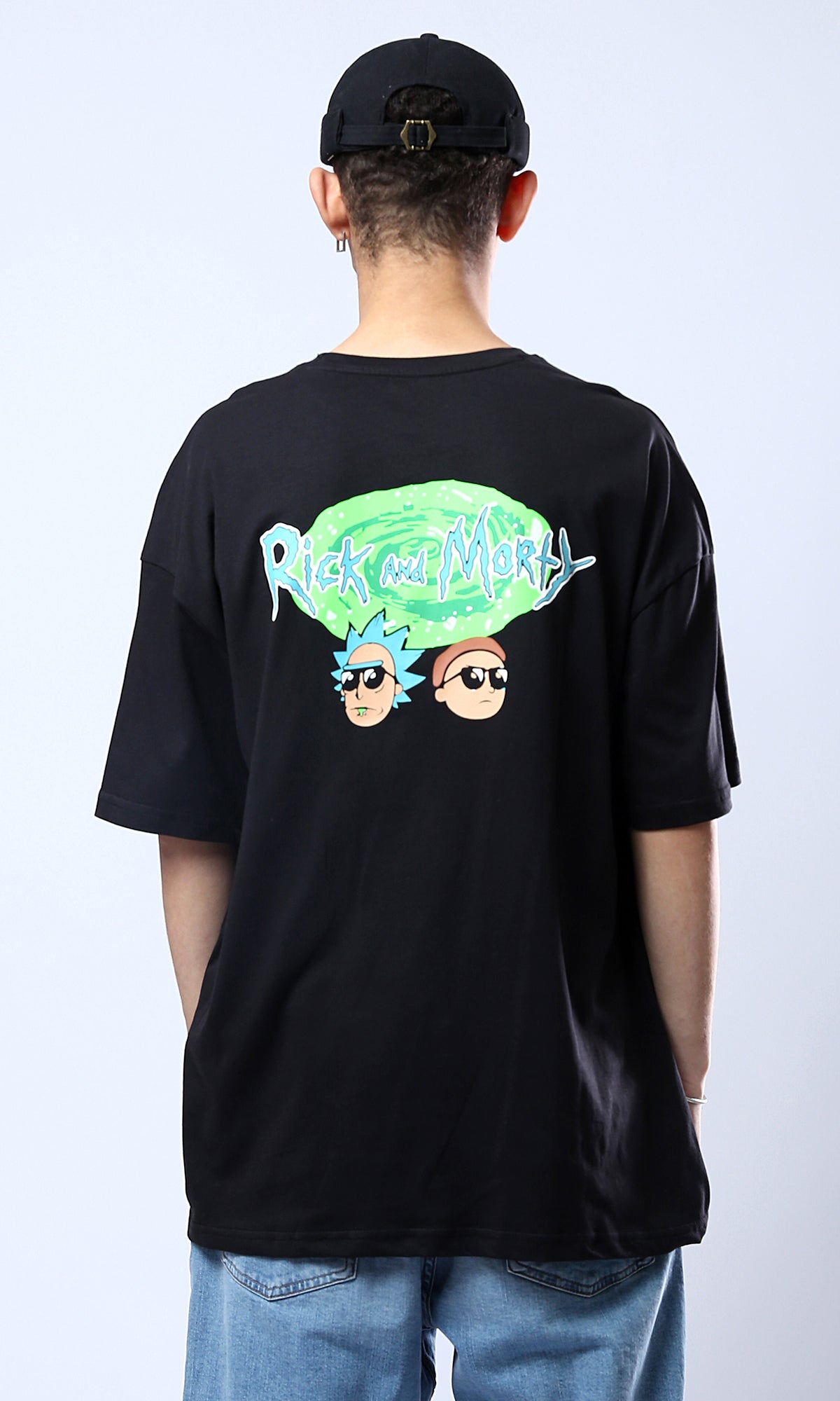 O178402 Black Printed "Rick And Morty" Relaxed Fit Tee
