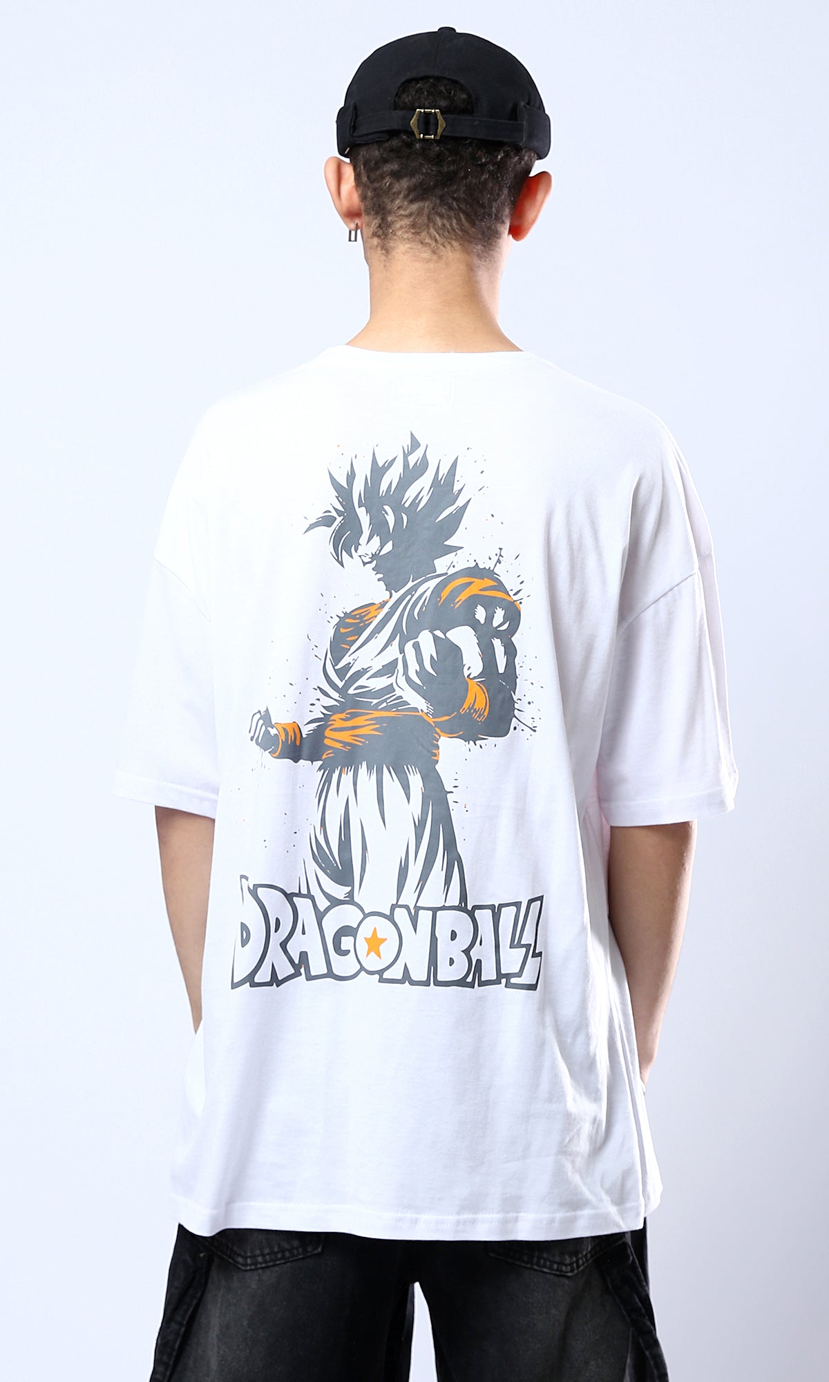 O178411 Printed "Dragon Ball" White Elbow-Sleeves Tee