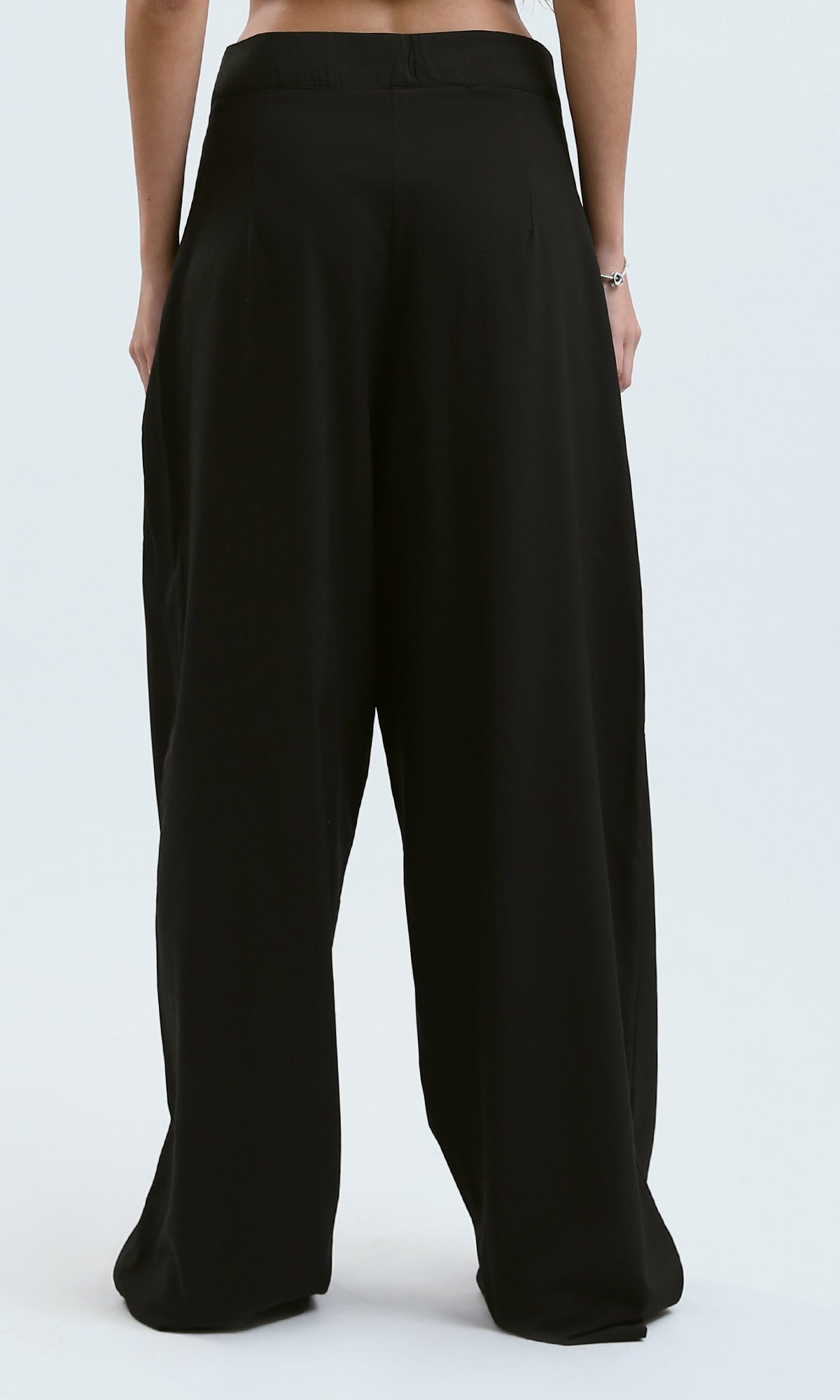 O178609 Black Casual Wide Leg Pants With Pockets
