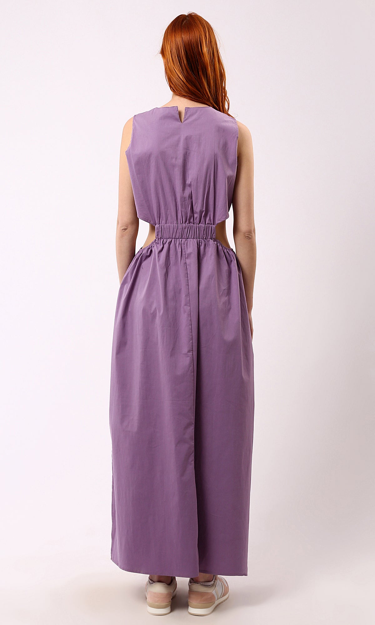 O178818 Purple Solid Maxi Dress With Summer Slits