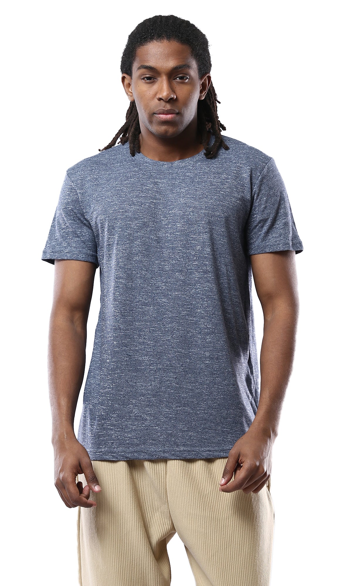 Indigo Marl Short Sleeve Crew Neck Tee - 0178872