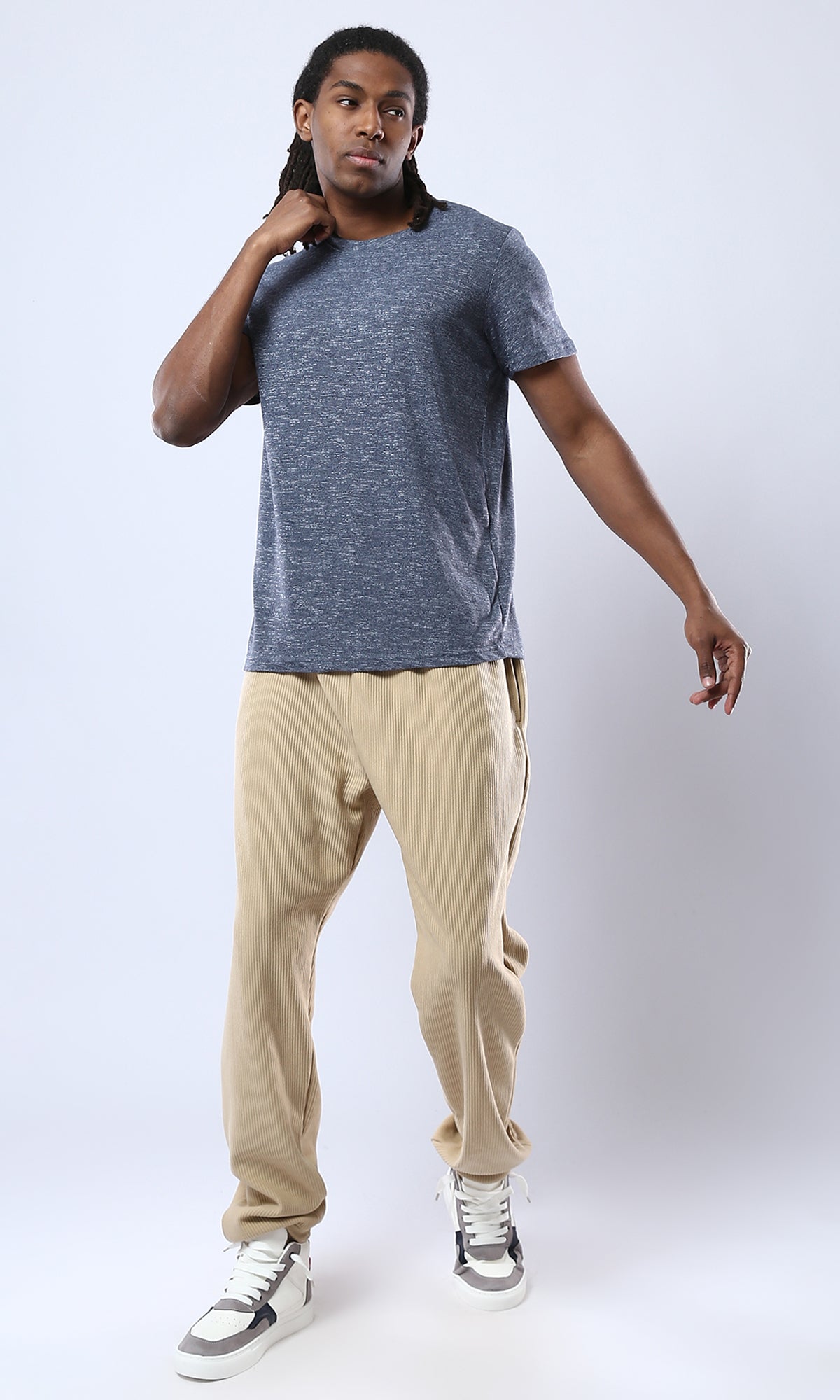 Indigo Marl Short Sleeve Crew Neck Tee - 0178872