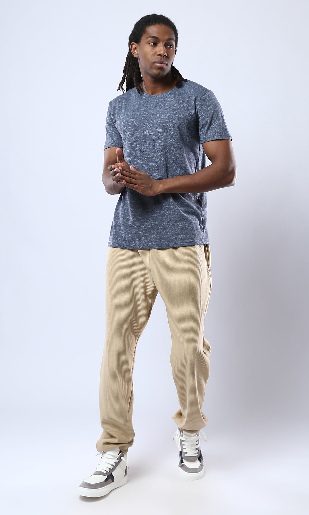 Indigo Marl Short Sleeve Crew Neck Tee - 0178872