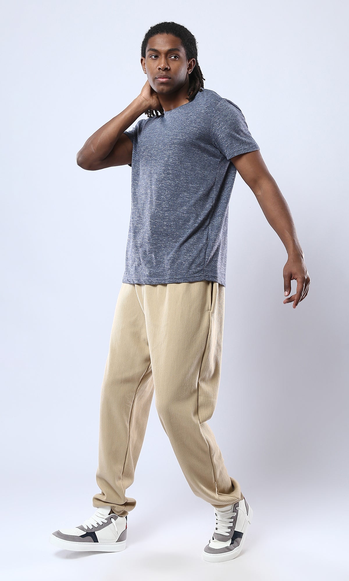 Indigo Marl Short Sleeve Crew Neck Tee - 0178872