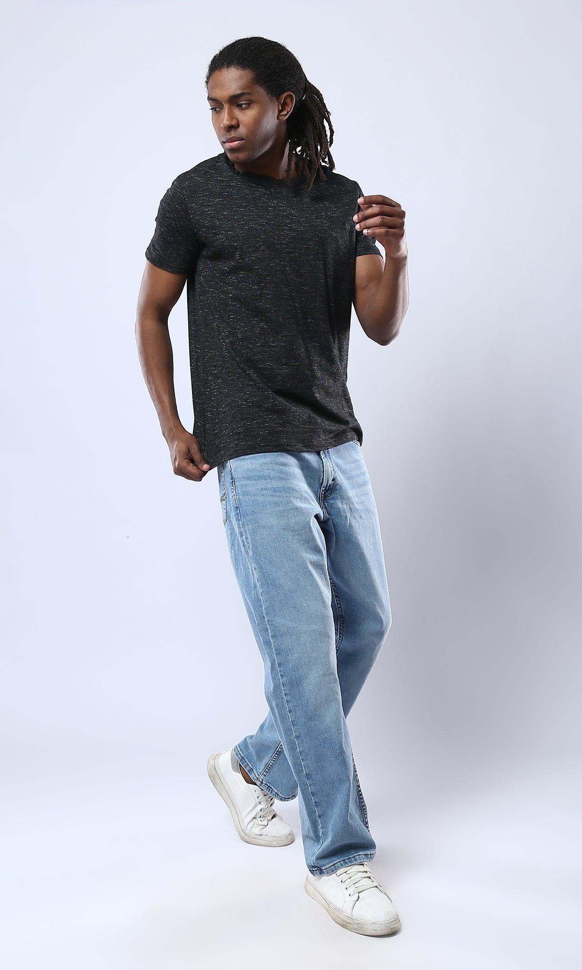 O178875 Heather Black Crew Neck Slip On Tee