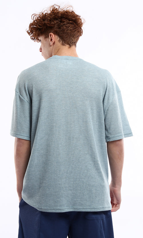 Dusty Blue Waffle Knit Oversized T-Shirt - 0178877