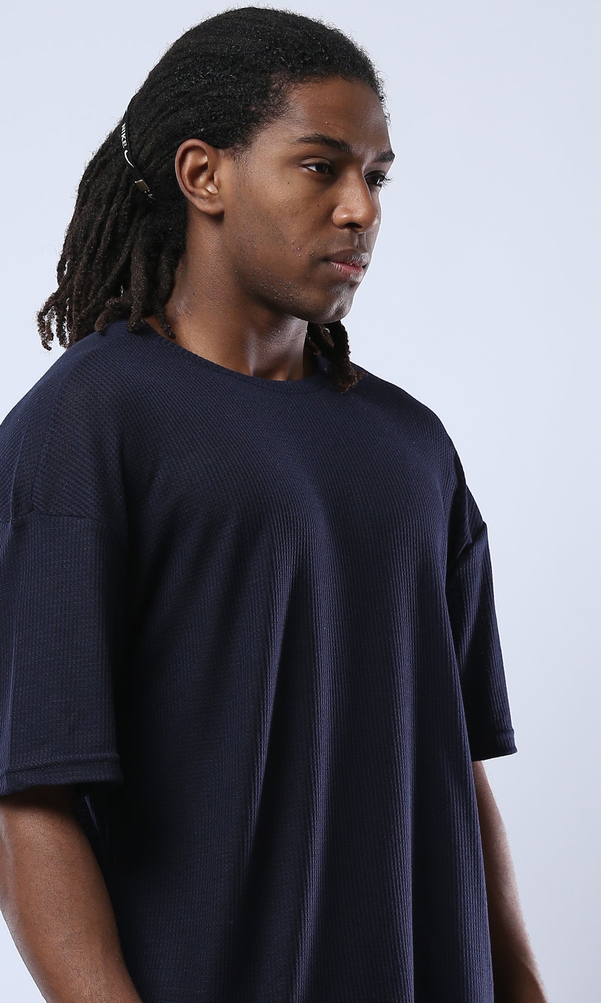 Men's Midnight Navy Textured Oversized T-Shirt - 0178881