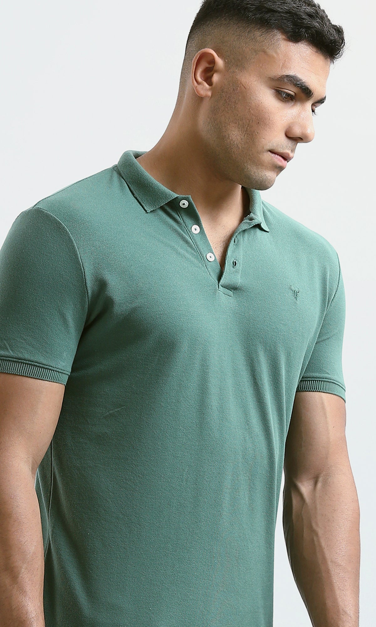 O178890 Short Sleeves Solid Summer Polo Shirt - Green