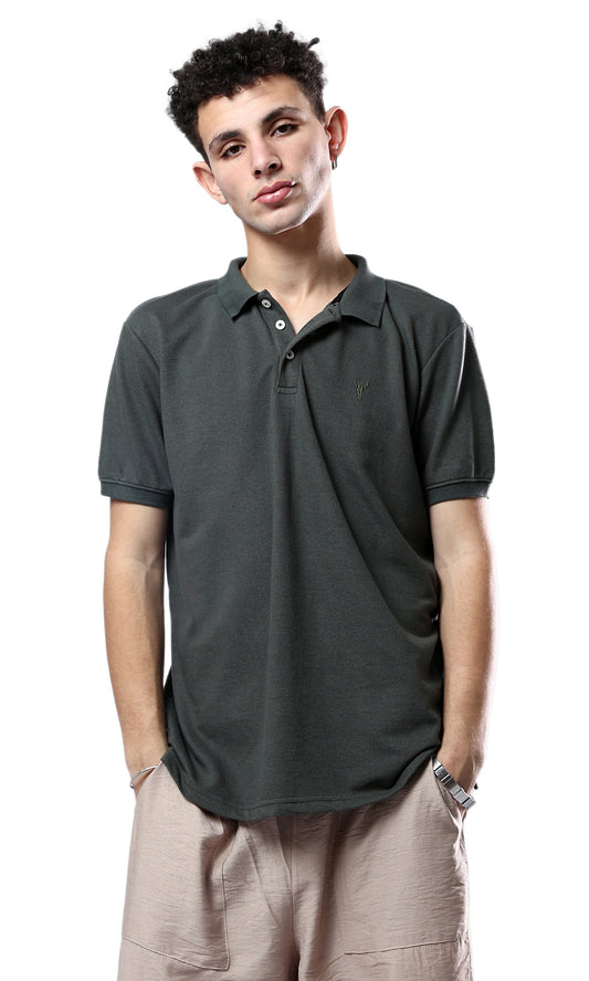 O178896 Dark Olive Solid Comfy Polo Shirt