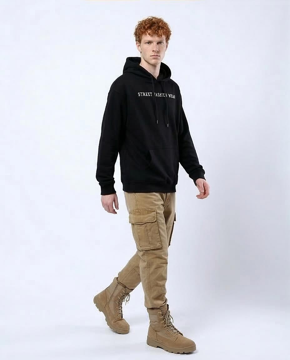 Black Street Fashion Graphic Back Hoodie - O178923
