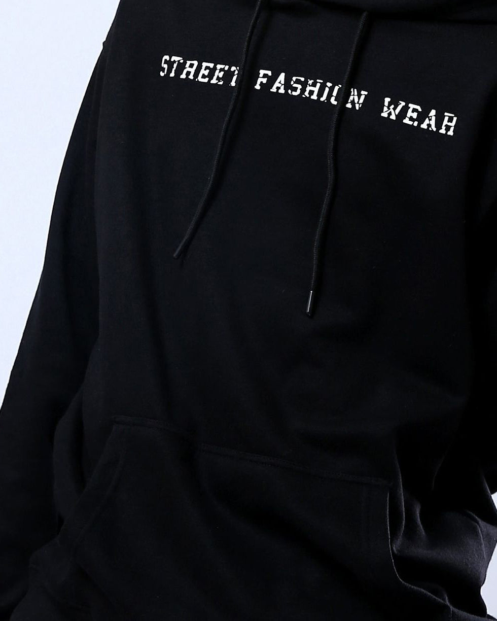Black Street Fashion Graphic Back Hoodie - O178923