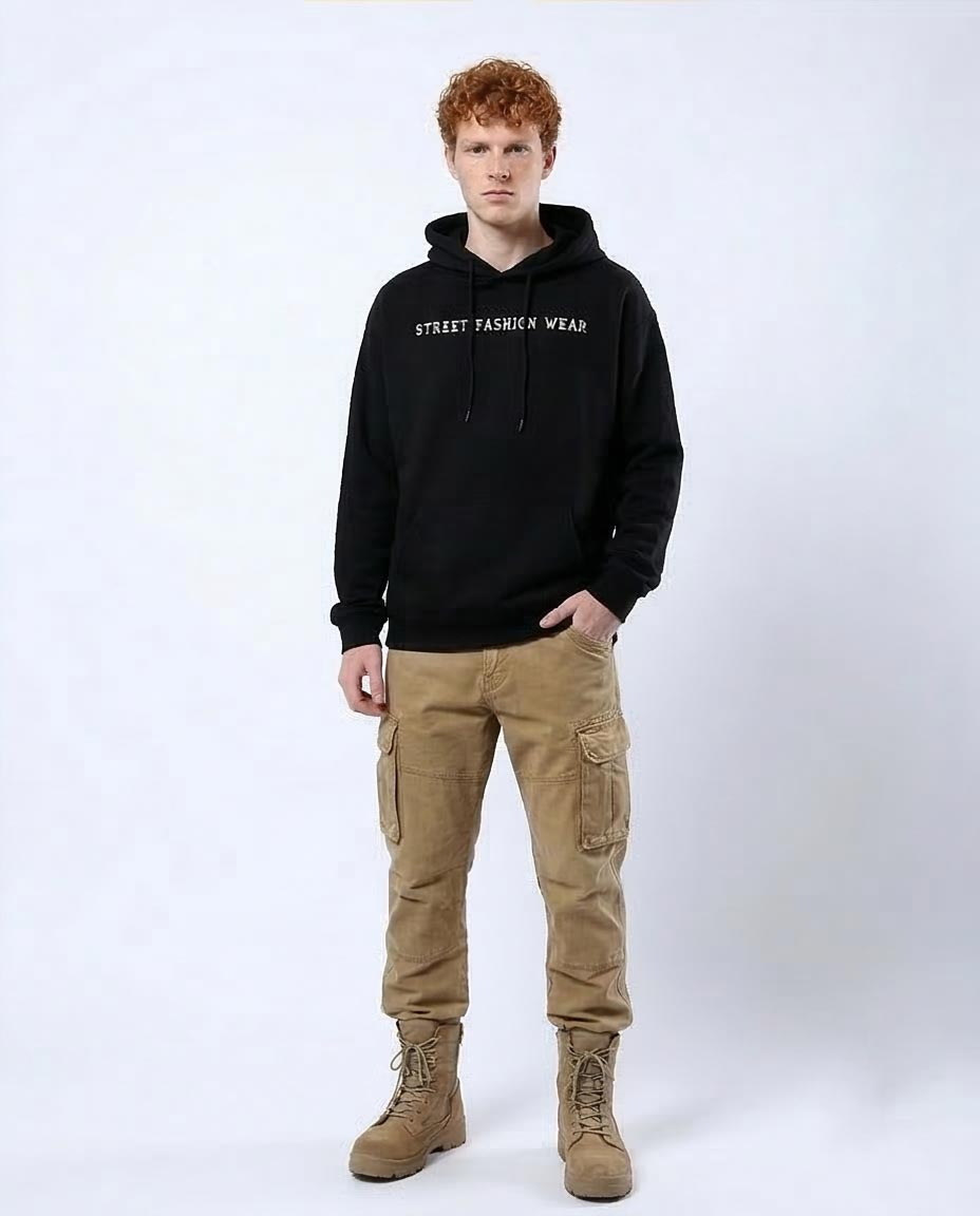 Black Street Fashion Graphic Back Hoodie - O178923