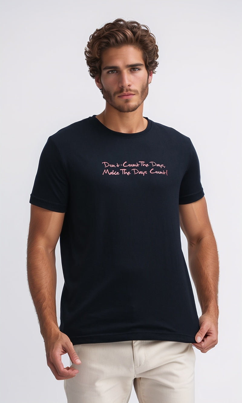 O178950 Slip On Cotton Tee with Short Sleeves - Black