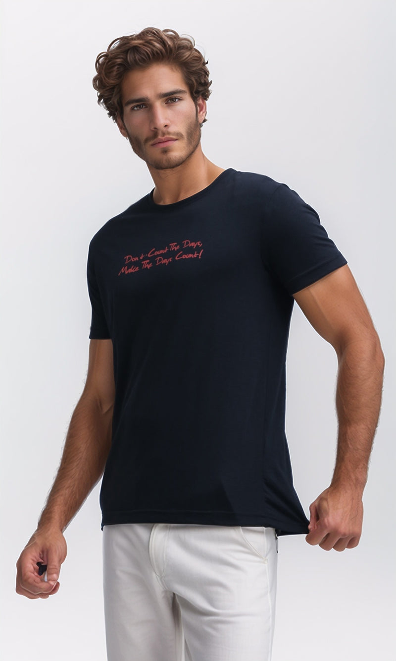 O178950 Slip On Cotton Tee with Short Sleeves - Black