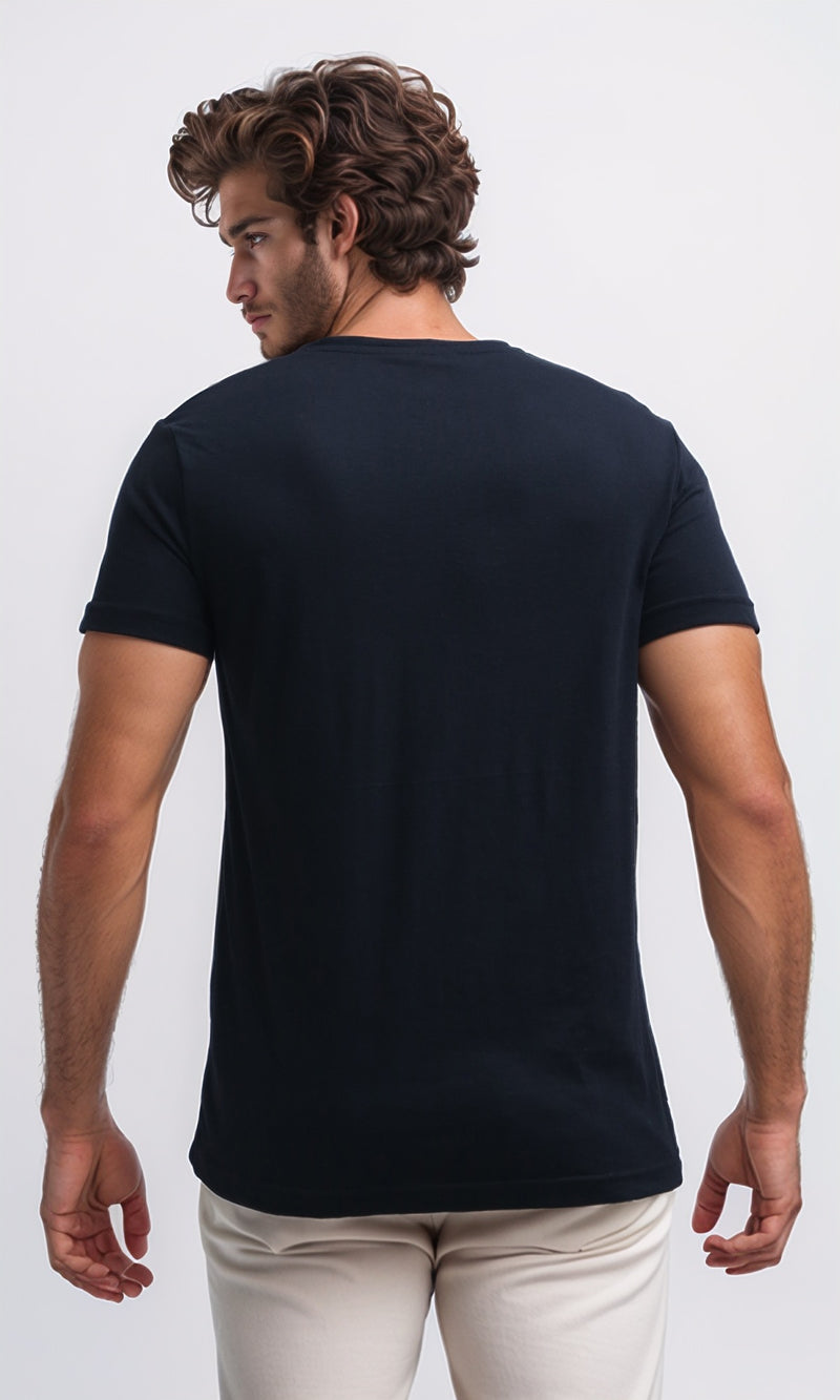 O178950 Slip On Cotton Tee with Short Sleeves - Black