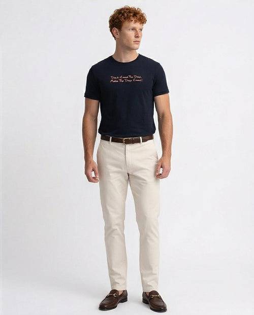 تي شيرت قطن سهل الارتداء بأكمام قصيرة - أسود