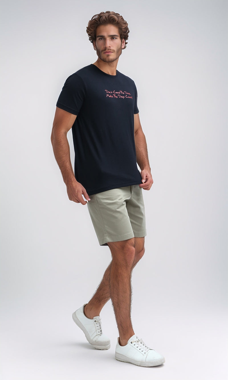 O178950 Slip On Cotton Tee with Short Sleeves - Black