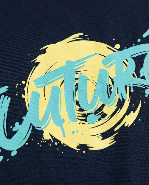 تي شيرت قطن بأكمام قصيرة مطبوع "Future" - أسود