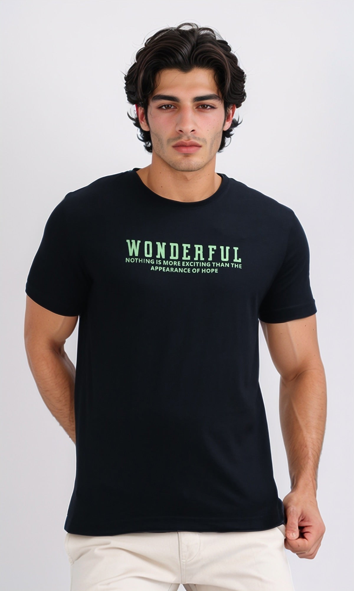 O178952 Summer Slip On Tee With Short Sleeves - Black
