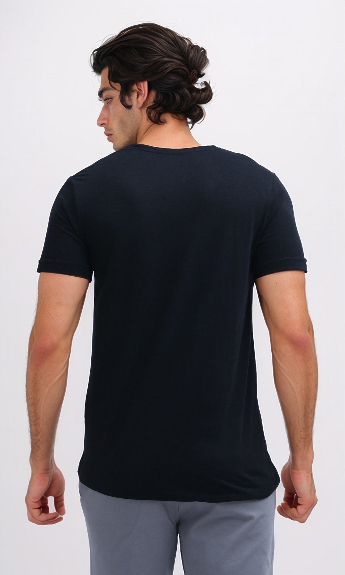 O178952 Summer Slip On Tee With Short Sleeves - Black