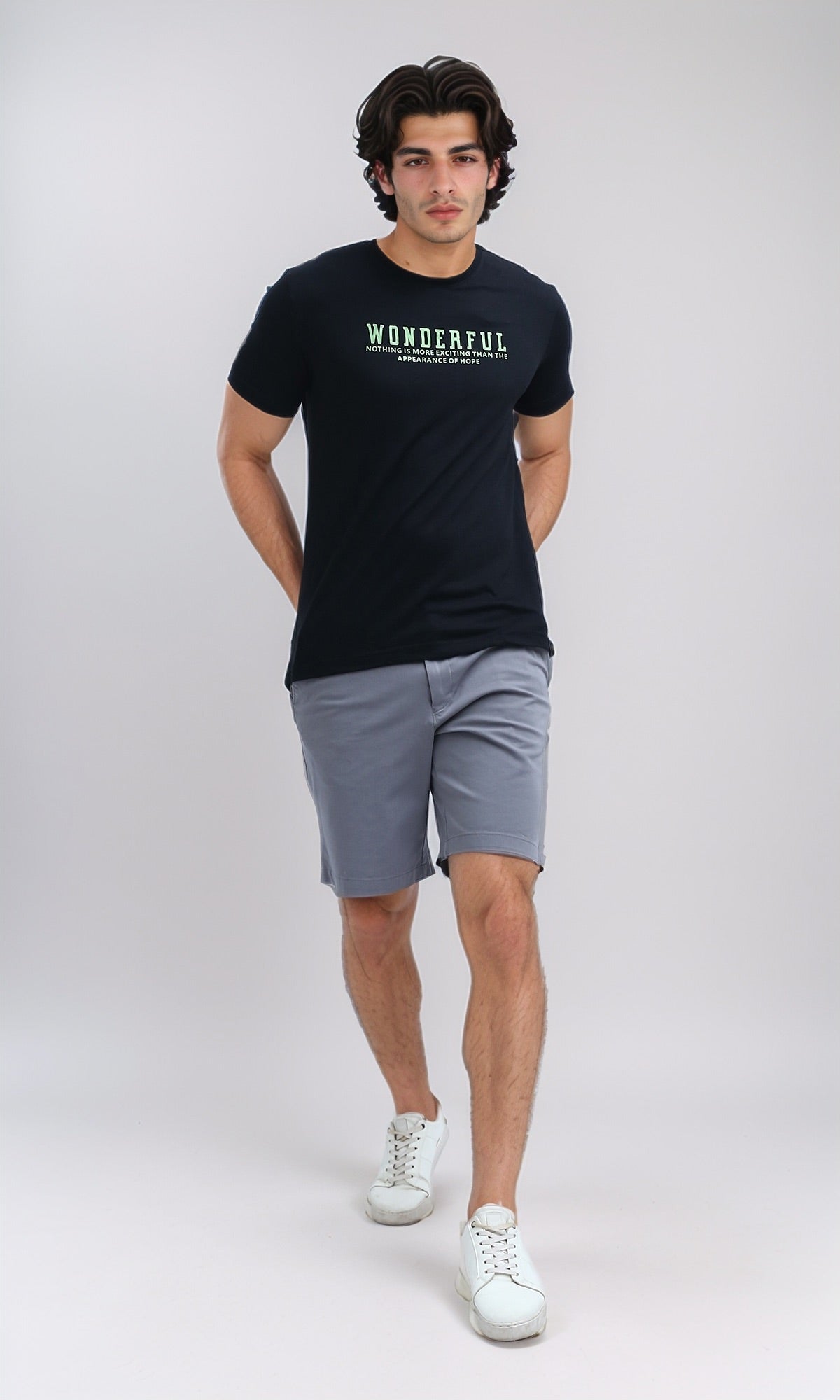O178952 Summer Slip On Tee With Short Sleeves - Black