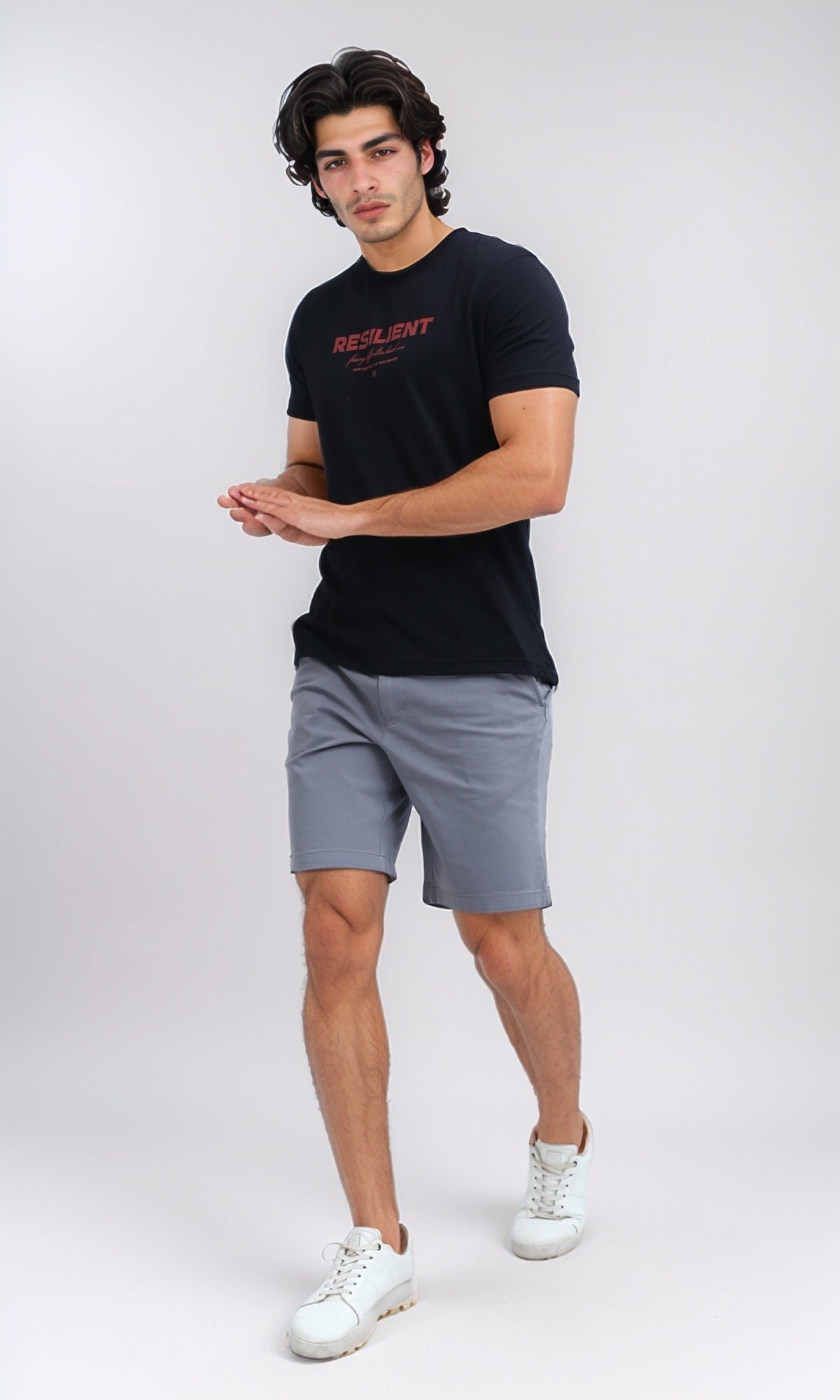 O178953 Round Neck Printed Black Casual Tee